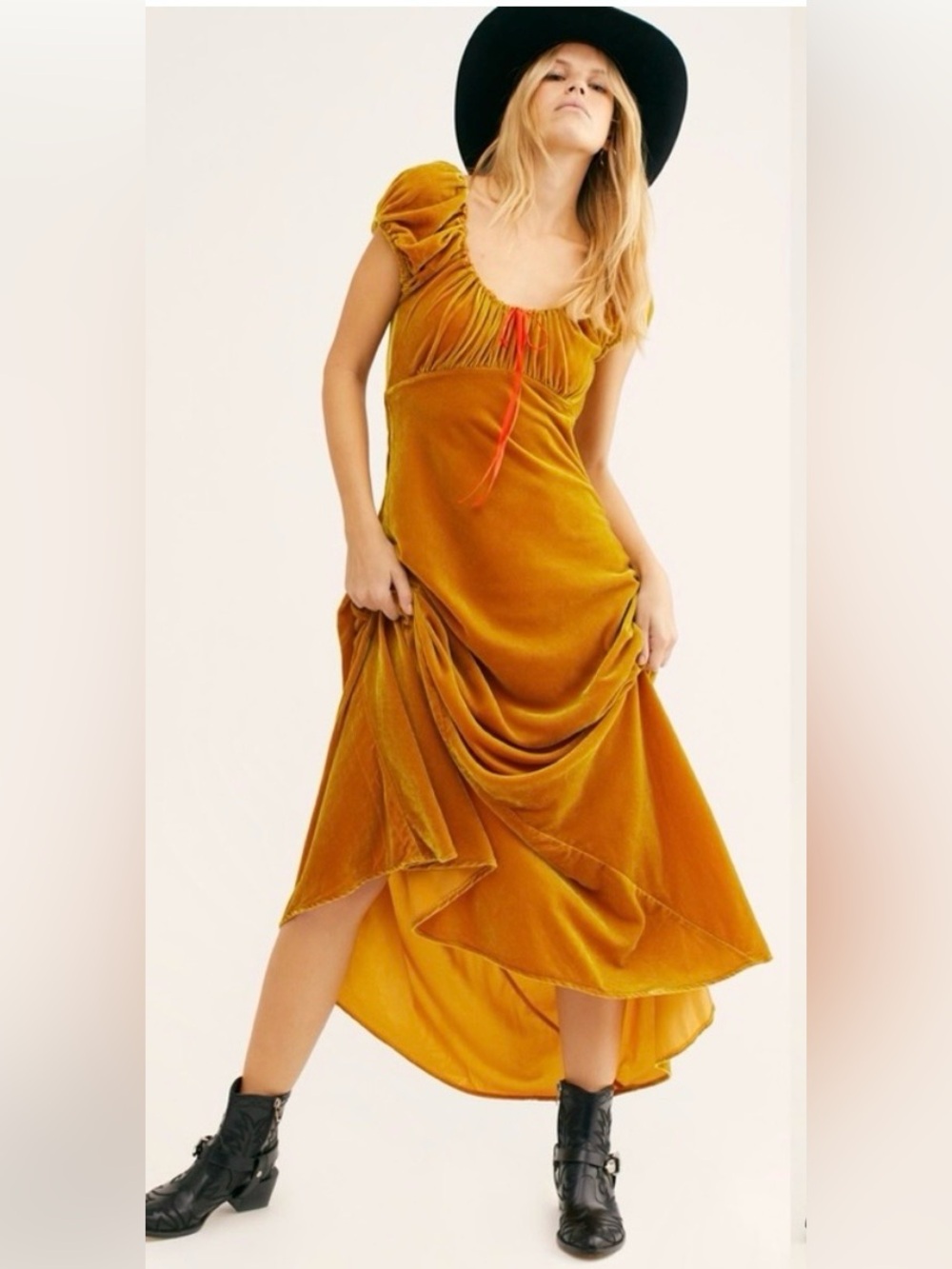 Free people Delia empire Velvet Maxi Dress